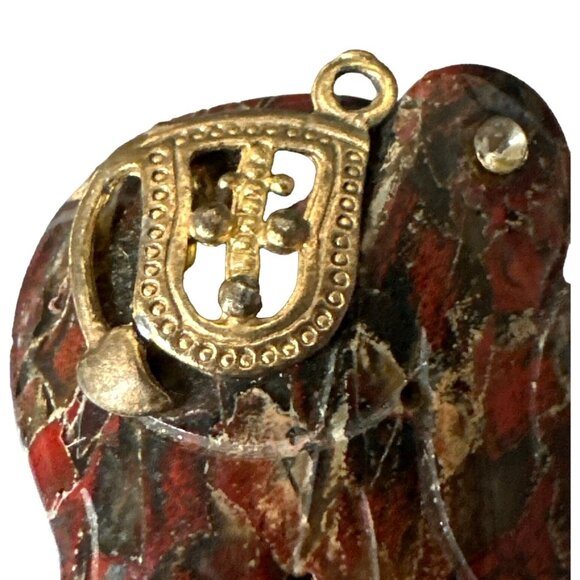Vintage Carved Elephant Red Jasper Pendant Charm Handmade Cultural Spiritual - Picture 6 of 8